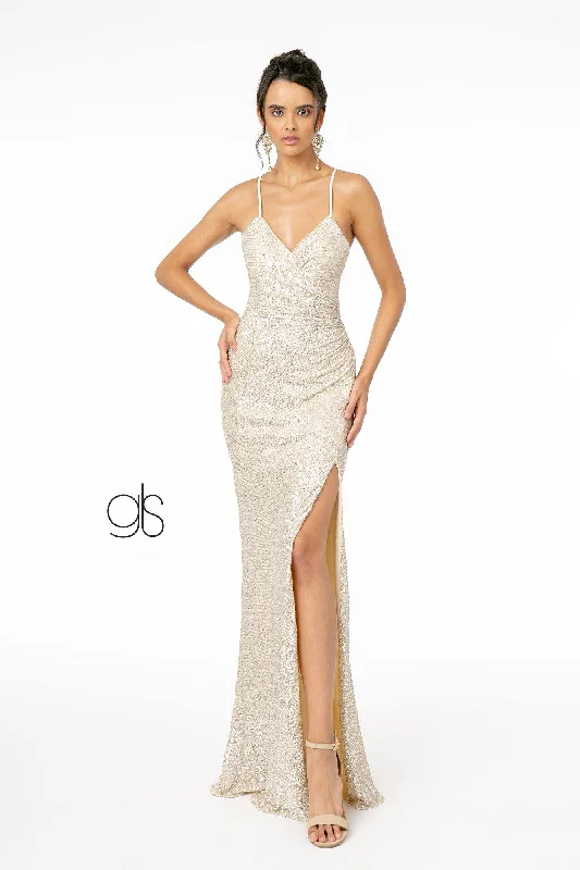 Rhinestone Embellished Dress Full Sequin Long Prom Evening Dress