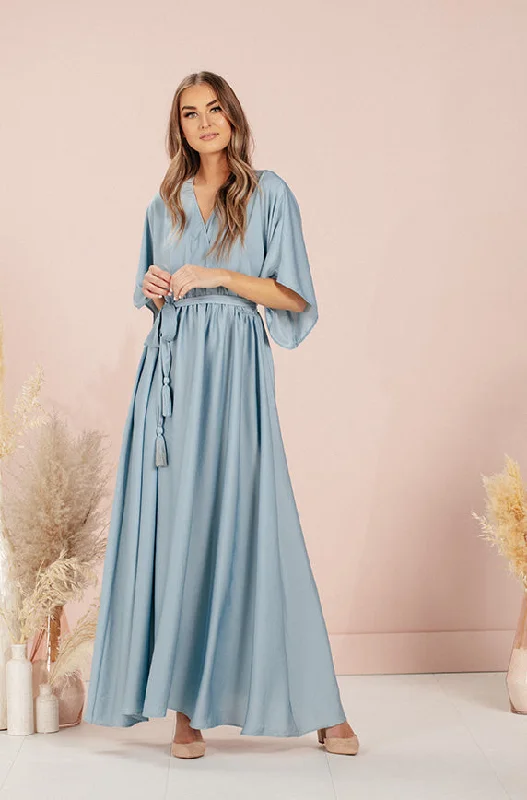 Timeless Gown Venus Stone Blue Maxi - DM Exclusive - Nursing Friendly- Maternity Friendly - FINAL SALE Timeless Gown Venus Stone Blue Maxi - DM Exclusive - Nursing Friendly- Maternity Friendly - FINAL SALE