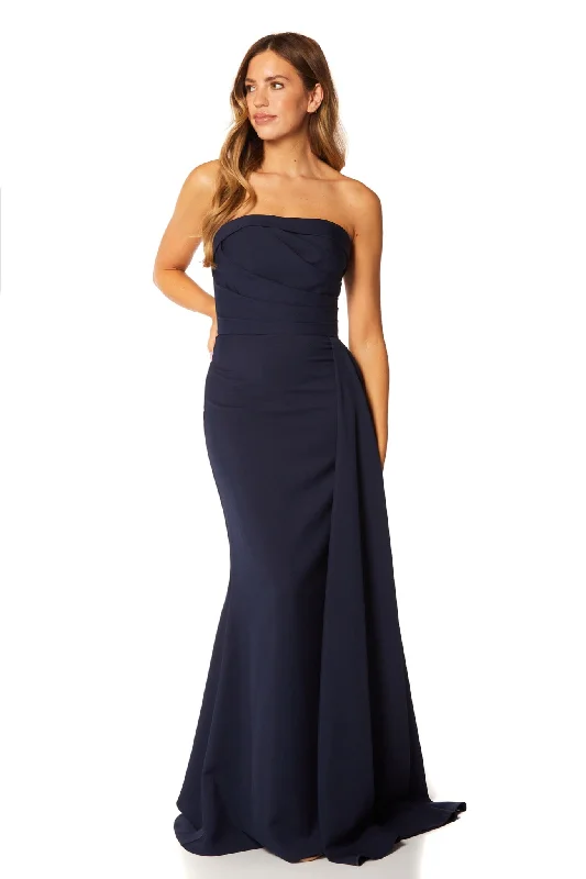 Maxi Dress Zo Strapless Maxi Dress with Pleated Side Skirt Drape