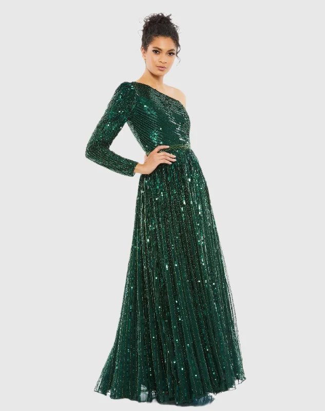 Whimsical Evening Gown Sequined One Shoulder A Line Gown