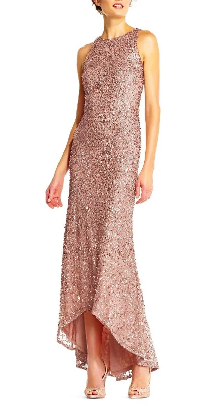 Tulle Gown Adrianna Papell AP1E201754 Crew Sleeveless Long Prom Dress