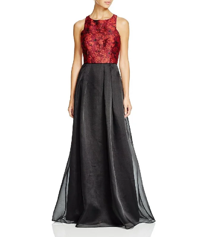 Satin Gown Aidan Mattox - Bateau Neck Organza A-line Dress 151A11030