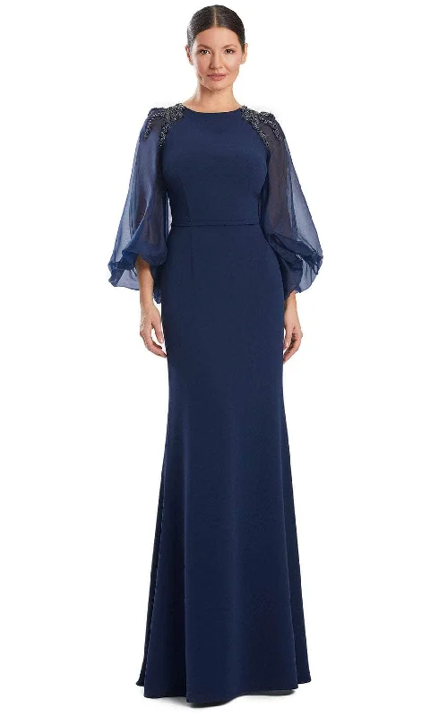 Fitted Formal Dress Alexander by Daymor 1956S24 - Beaded Sheer Balloon Sleeve Prom Gown