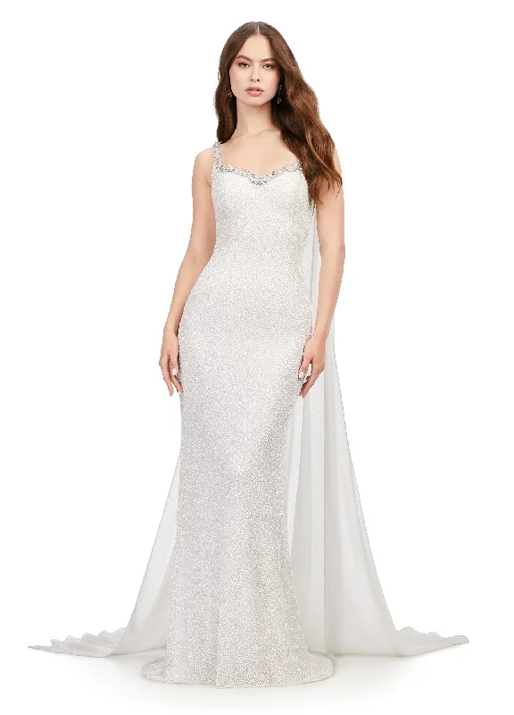 Modest Gown Ashley Lauren 11398 Vermicelli Beaded Gown with Chiffon Cape Crystal Detail Sweetheart Neckline Dress Modest Gown Ashley Lauren 11398 Vermicelli Beaded Gown with Chiffon Cape Crystal Detail Sweetheart Neckline Dress