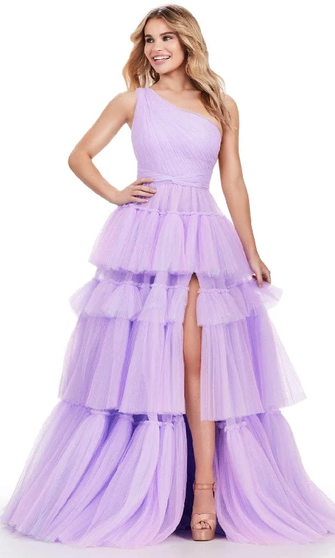 Full Skirt Dress Ashley Lauren 11619 - One-Sleeve Ruched Detail Ballgown