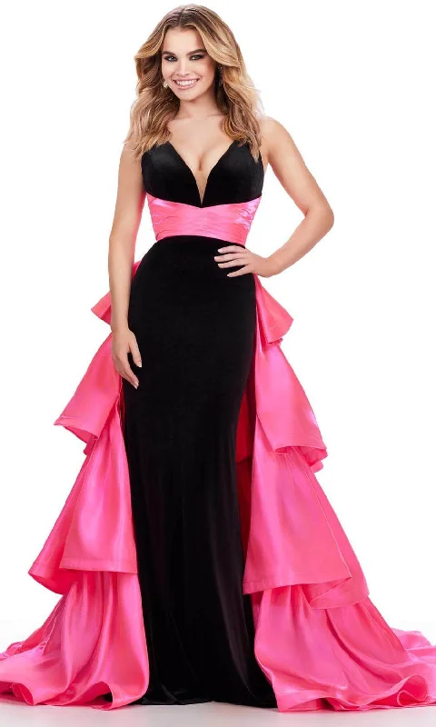 Timeless Satin Dress Ashley Lauren 11643 - Sleeveless Plunging V-Neck Prom Dress
