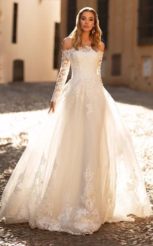 Trendy Evening Gown Bohemian Off-the-shoulder A Line Court Train Wedding Dress with Appliques-716100 Trendy Evening Gown Bohemian Off-the-shoulder A Line Court Train Wedding Dress with Appliques-716100