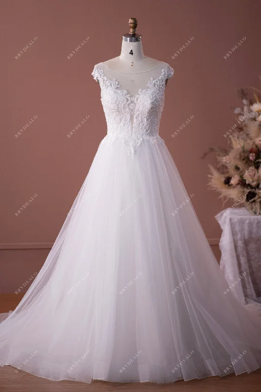 Modest Gown Breathtaking Cap Sleeve A-Line Garden Wedding Gown