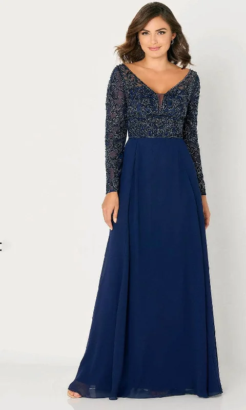 Embellished Maxi Dress Cameron Blake CB790 - Beaded V-Neck Evening Dress