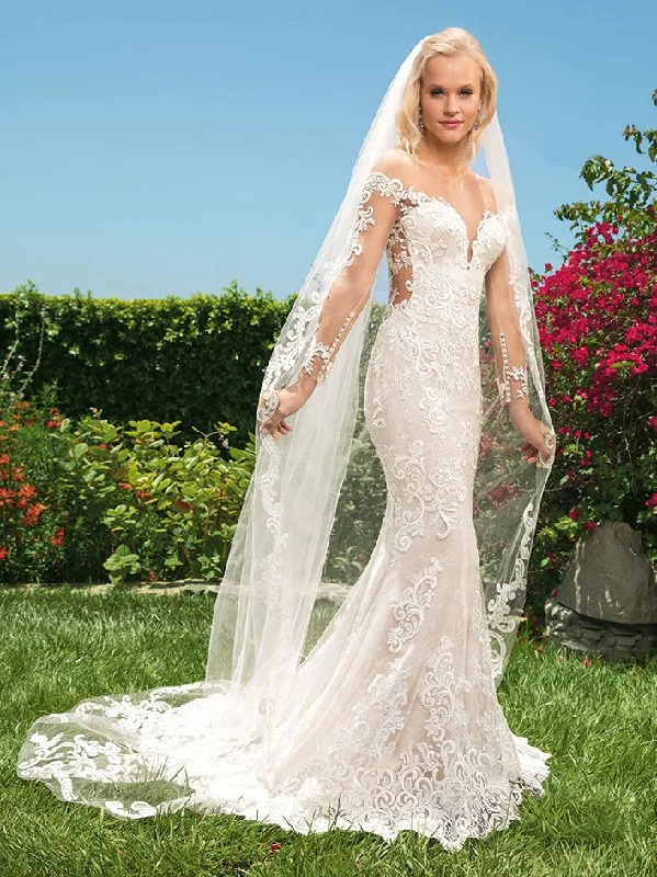Fancy Embellished Dress Casablanca 2356 Lace Fit and Flare Bodice Long Sleeve Plunging Sweetheart Neckline Low Back Long Wedding Gown Fancy Embellished Dress Casablanca 2356 Lace Fit and Flare Bodice Long Sleeve Plunging Sweetheart Neckline Low Back Long Wedding Gown
