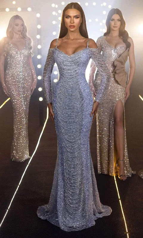 Modest Formal Dress Chic and Holland HF110131 - Swathe Ornate Evening Gown