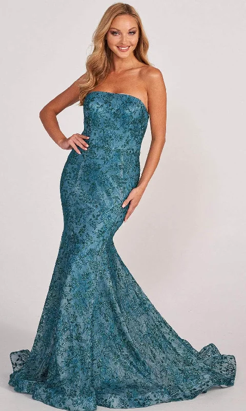 Dainty Chiffon Dress Colette for Mon Cheri CL2048 - Embellished Strapless Evening Gown