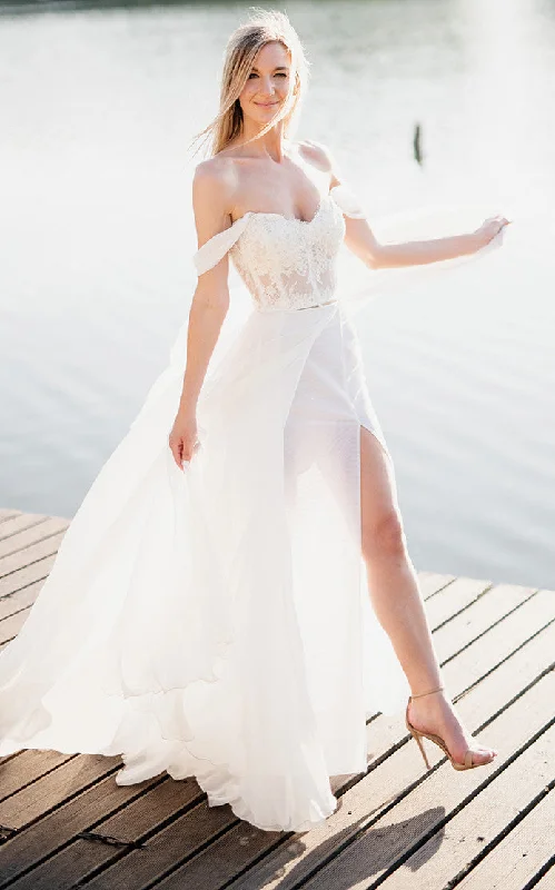 Beaded Evening Dress Elegant Sexy Two Piece Off-the-Shoulder Corset Maxi Wedding Dress with Appliques Beaded Evening Dress Elegant Sexy Two Piece Off-the-Shoulder Corset Maxi Wedding Dress with Appliques