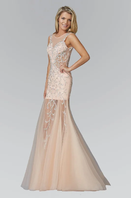 Empire Waist Gown Elizabeth K - GL2153 Beaded Scoop Neck Trumpet Gown