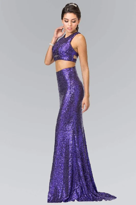Empire Waist Dress Elizabeth K - GL2333 Mock Two-Piece Sequined Sheath Gown