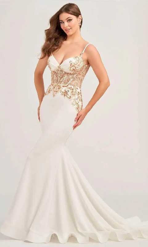 Off-Shoulder Dress Ellie Wilde EW35078 - Corset Sleeveless Prom Gown