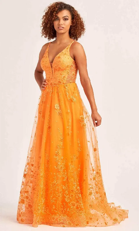 Beaded Evening Dress Ellie Wilde EW35105 - Open Back Fitted Evening Dress