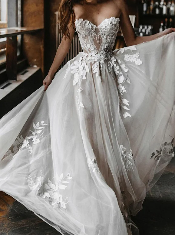 Metallic Formal Dress Embroidered Lace Bandeau Wedding Dress Maxi Dress     fg603