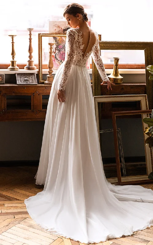 Whimsical Evening Gown Ethereal Princess Boho Lace A-Line Wedding Dress with Sleeves Floral Garden Beach V-Neck Court Train Bridal Gown Whimsical Evening Gown Ethereal Princess Boho Lace A-Line Wedding Dress with Sleeves Floral Garden Beach V-Neck Court Train Bridal Gown