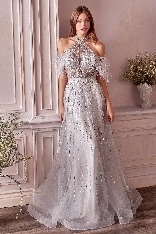 Dainty Chiffon Dress Andrea & Leo A1023 Feather Prom Long Dress