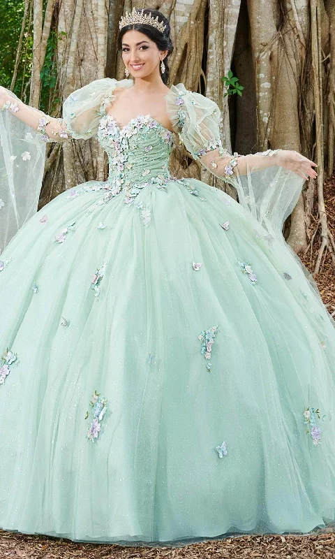 Off-Shoulder Gown Fiesta Gowns 56500 - 3D Floral Applique Sweetheart Ballgown