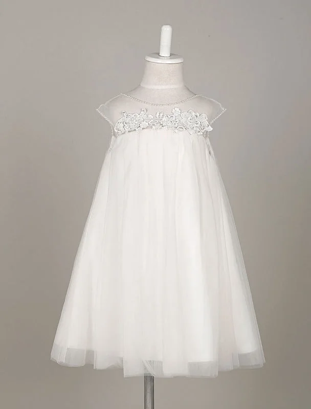 Bold Print Formal Dress Flower Girl Dresses Tulle Lace Illusion A Line Toddler'S Dinner Swing Dress