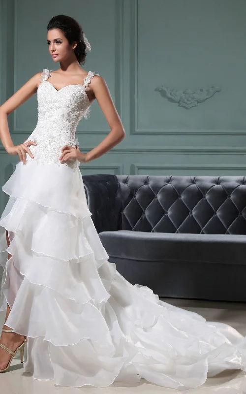 Winter Ball Gown Sweetheart Sleeveless Slited Gown With Spaghetti Straps And Ruffles-GC_705049 Winter Ball Gown Sweetheart Sleeveless Slited Gown With Spaghetti Straps And Ruffles-GC_705049