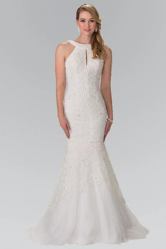 Charcoal Gray Gown Halter Neck Mermaid Tulle Long Wedding Dress
