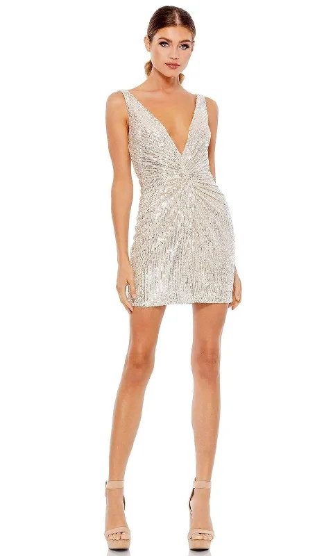 Side Slit Gown Ieena Duggal - 26496 Knotted Front Fitted Sequin Cocktail Dress