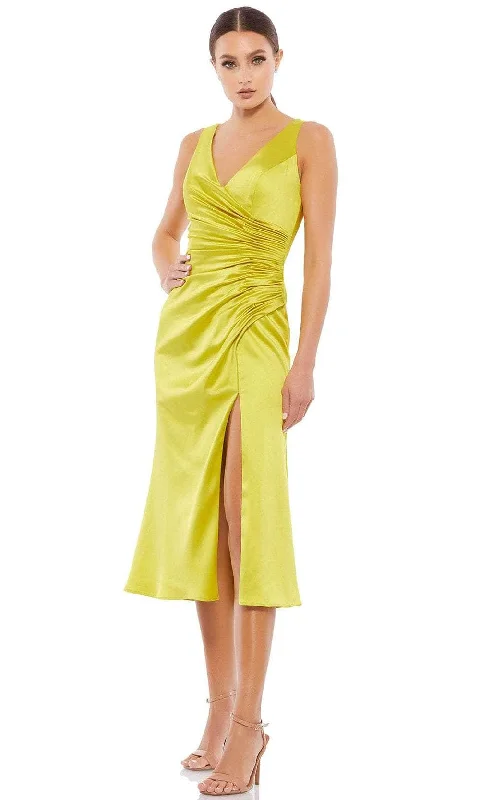 Silk Ball Gown Ieena Duggal 26625 - Sleeveless Surplice Bodice Tea-Length Dress