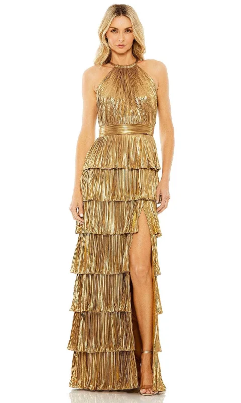 Velvet Evening Dress Ieena Duggal 30763 - Pleated Metallic Evening Dress