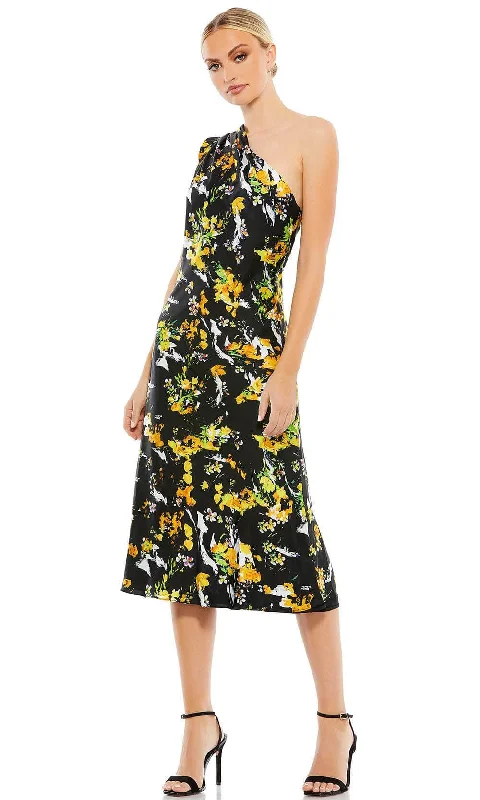 Delicate Lace Dress Ieena Duggal 55630 - Floral One Shoulder Cocktail Dress