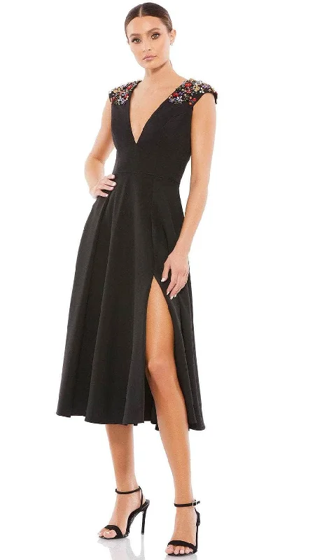 Fancy Evening Dress Ieena Duggal 70214 - Cap Sleeved Plunging V Neck Dress