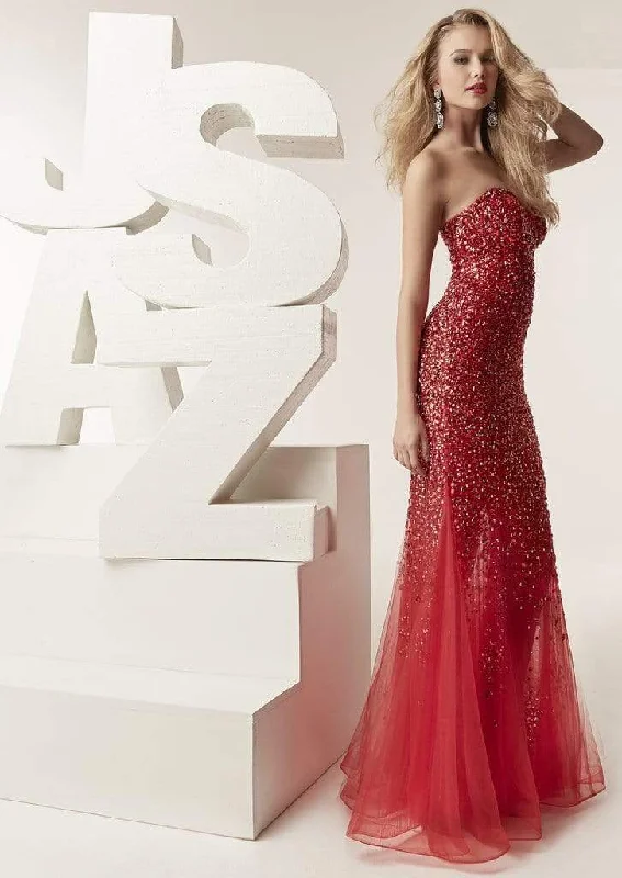 Chiffon Dress Jasz Couture - 6216 Applique Sweetheart Trumpet Dress