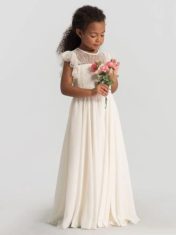 Perfect Fit Dress Jewel Neck Pleated Sleeveless Flower Girl Dresses Formal Kids Pageant Dresses