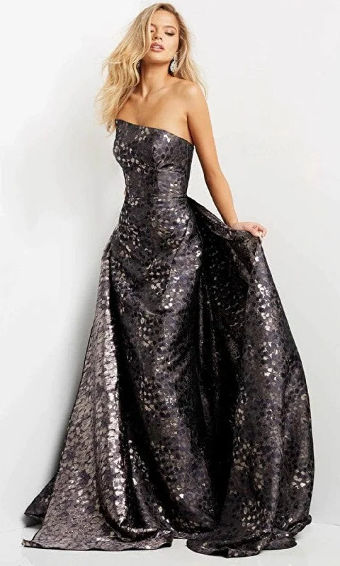 Simple Chiffon Dress Jovani 06255 - Strapless Straight Across Neck Evening Gown
