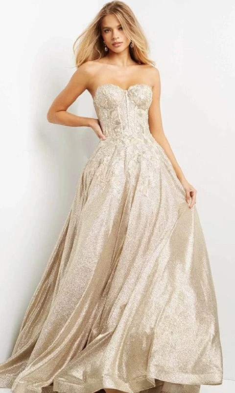 Vintage Lace Dress Jovani 07497 - Strapless Sweetheart Neck Evening Gown