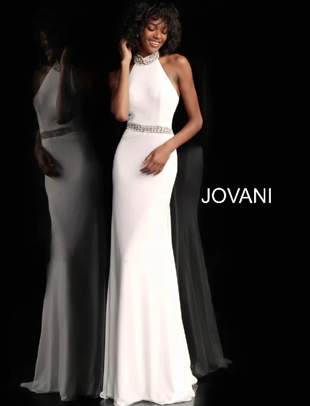 Chiffon Dress Jovani 40869 High Neck Long Prom Dress