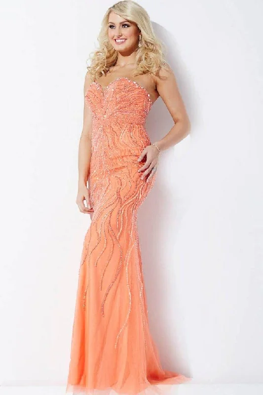 Fit And Flare Dress Jovani 33692 Long Formal Strapless Prom Dress