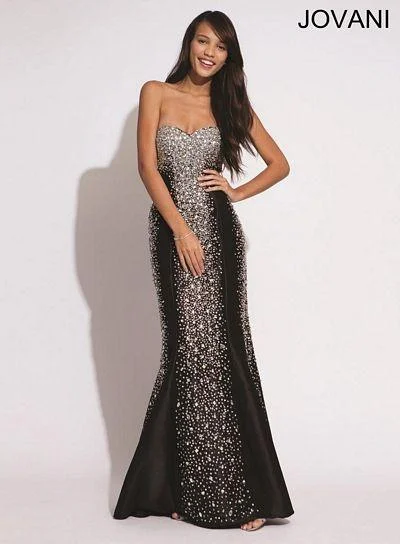 Stunning Silk Gown Jovani 91151 Strapless Long Mermaid Gown
