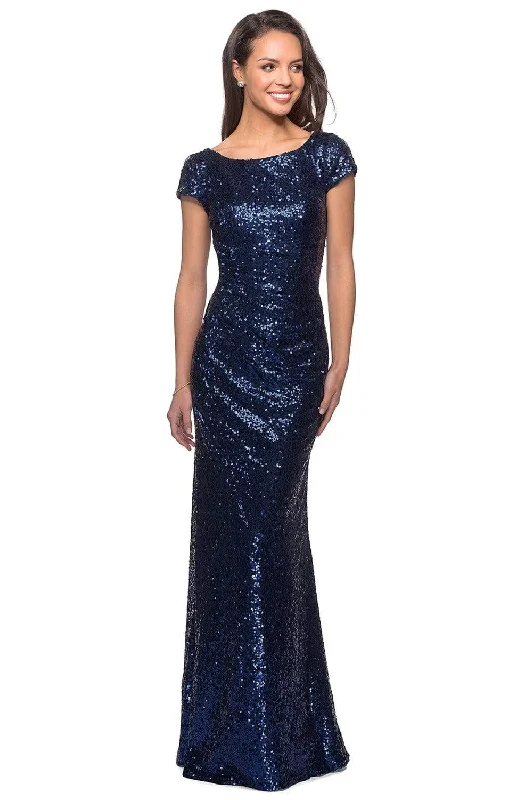 Red Carpet Dress La Femme - 27079 Sequined Bateau Sheath Dress