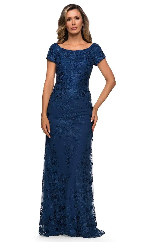 Delicate Lace Dress La Femme - 27842 Lace Scoop Neck Sheath Dress