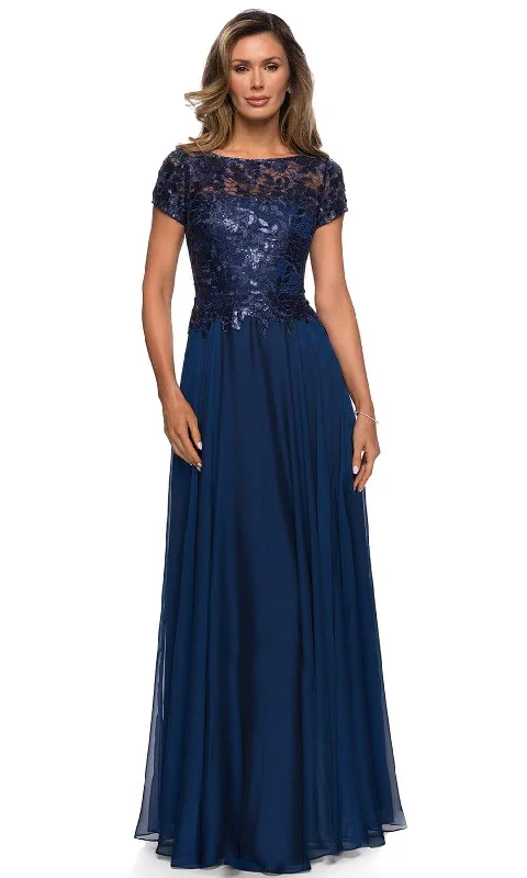 Timeless Satin Dress La Femme - 27924 Sequined Lace A-Line Mother of the Bride Dress