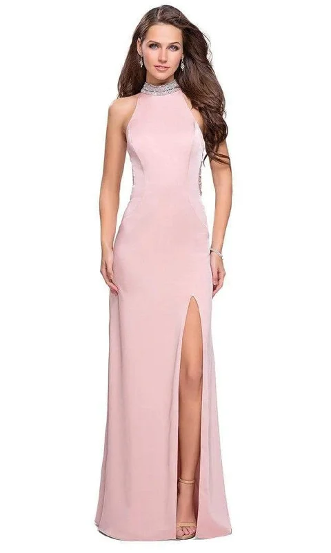 Vintage Lace Dress La Femme - Sleeveless High Halter Sheath Dress 25767SC