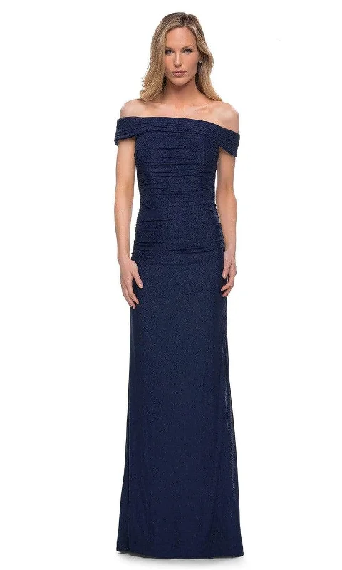 Classic Evening Dress La Femme - Straight Across Jersey Formal Dress 29541SC