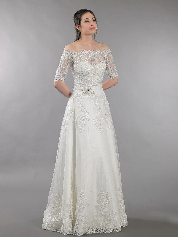Rose Gold Dress Lace Wedding Dress With Off Shoulder Bolero Alencon Lace-ET_711583 Rose Gold Dress Lace Wedding Dress With Off Shoulder Bolero Alencon Lace-ET_711583