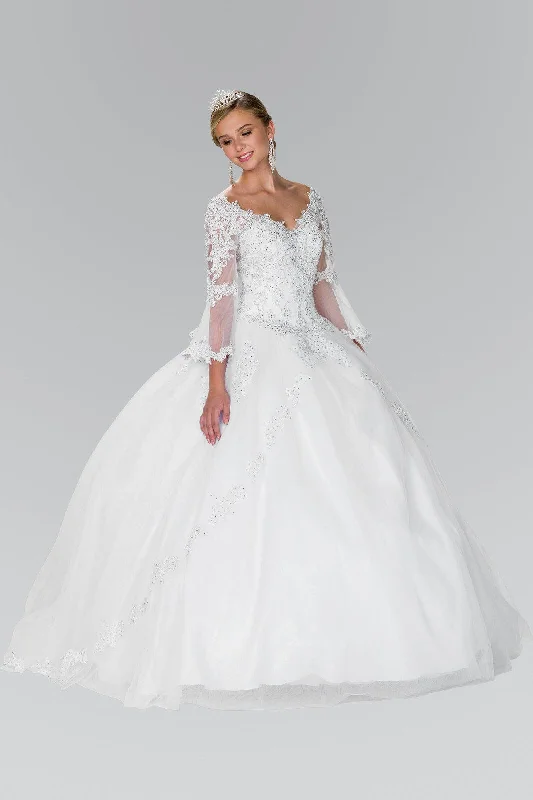 Puffy Formal Dress Long Sleeve Wedding Dress Bridal