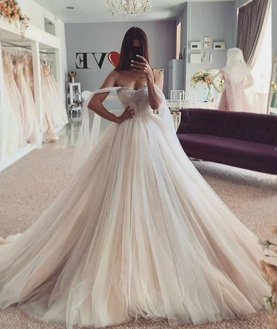Lace Dress Long Wedding Dresses Sweetheart Neck Simple Cheap Prom Dress      fg2114