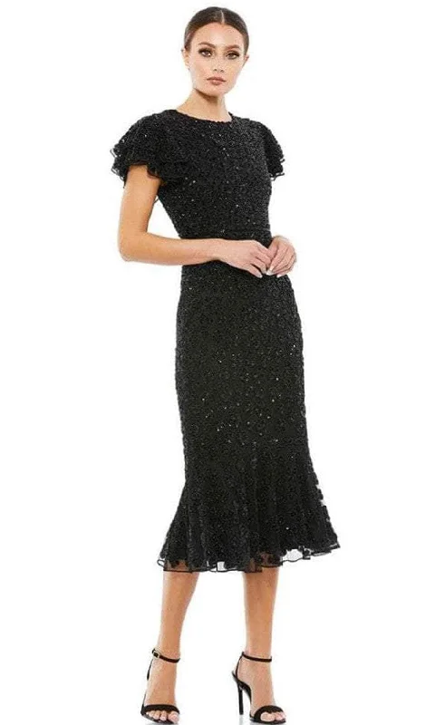 Modern Tulle Dress Mac Duggal 10771 - Jewel Neck with Bell Sleeves Formal Dress