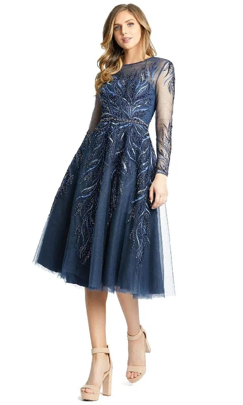 Romantic Floral Dress Mac Duggal - A11136 Embroidered Long Sleeve A-Line Dress